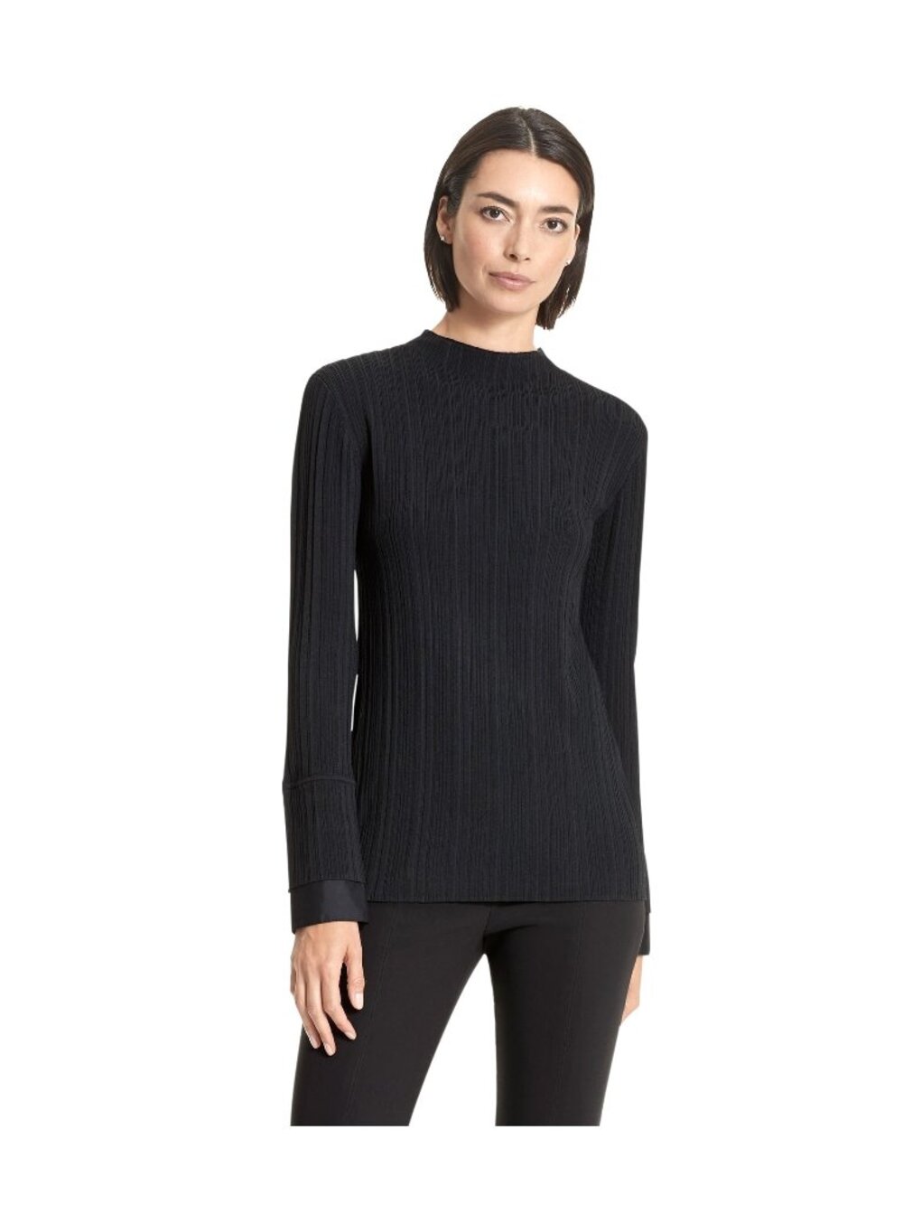 M.M. Lafleur Women's Emiko Mock Neck Ribbed Long Sleeve Top Black Career